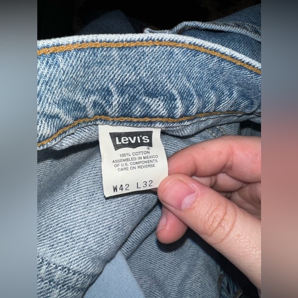 Vintage 505 Orange Tab Levis Regular Fit Straight Blue Jeans - Picture 6 of 7